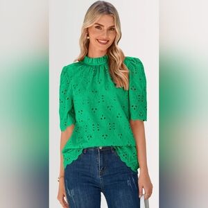 Pretty Garden Green Blouse M